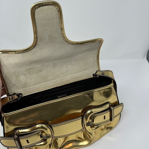 FENDI B. Bis Gold Metallic Flap Bag - Picture 9 of 12